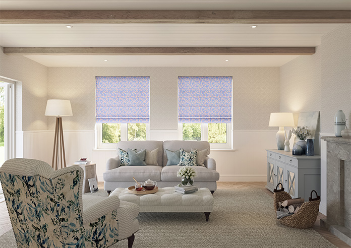 Oak Leaves Velvet, Periwinkle - Twist&Fit Roman Blind - Image 8